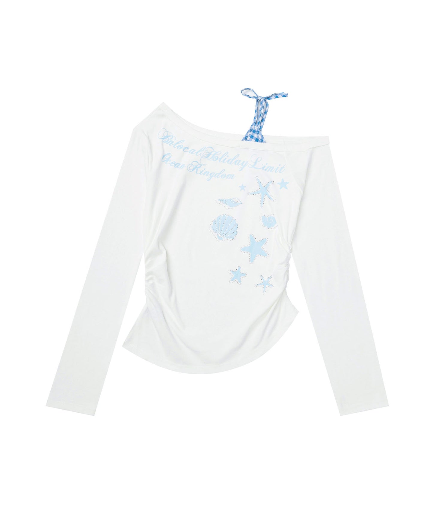 HOOK for girls　ストーン×シェルプリント オフショルダー ロンT