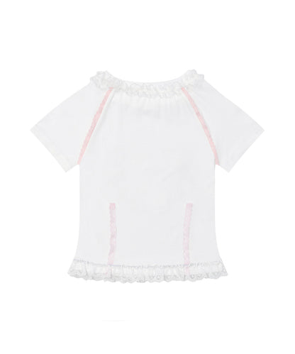 HOOK for girls　リボン×プリント レースTシャツ