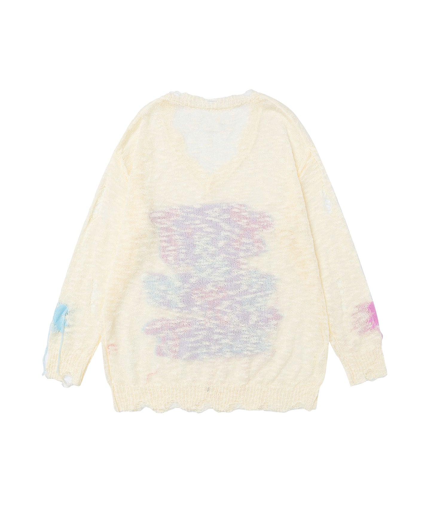 HOOK for girls　フリンジリボン柄 透かし編みサマーニット