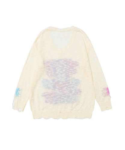 HOOK for girls　フリンジリボン柄 透かし編みサマーニット