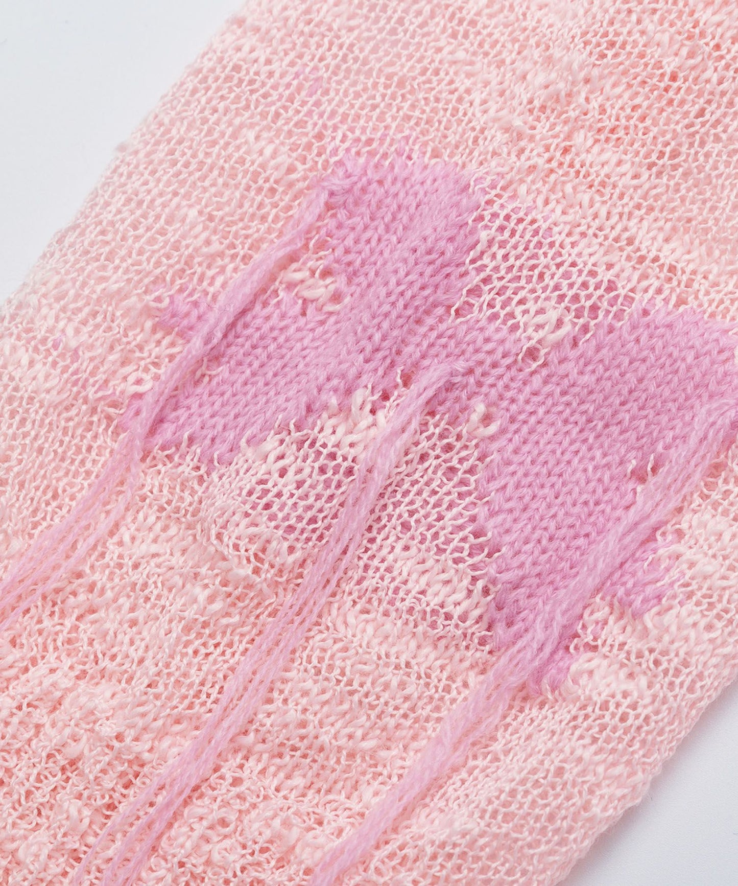 HOOK for girls　フリンジリボン柄 透かし編みサマーニット