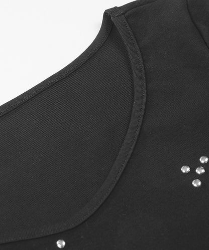 HOOK for girls　スタッズ×アシメ縦フリルヘム 半袖トップス (SS)