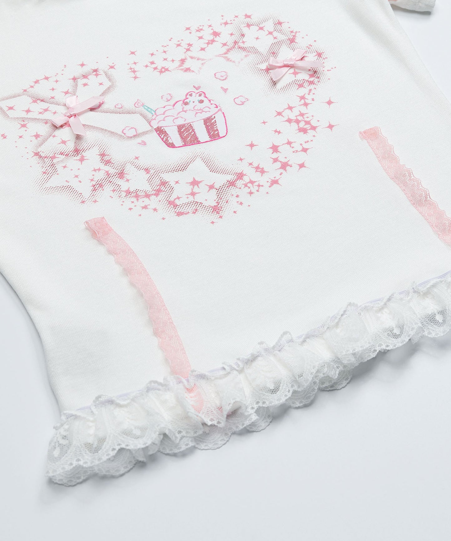 HOOK for girls　リボン×プリント レースTシャツ