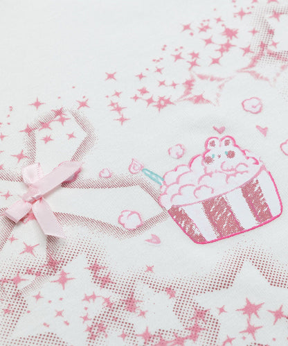 HOOK for girls　リボン×プリント レースTシャツ