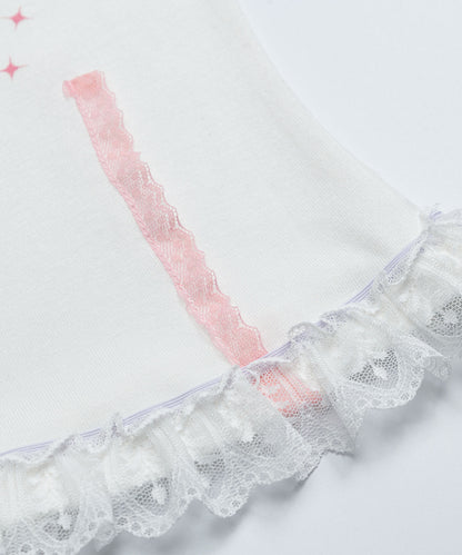 HOOK for girls　リボン×プリント レースTシャツ