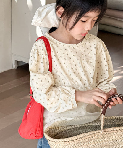 【aimoha-KIDS-】キッズ 小花柄チュールドッキングプルオーバー