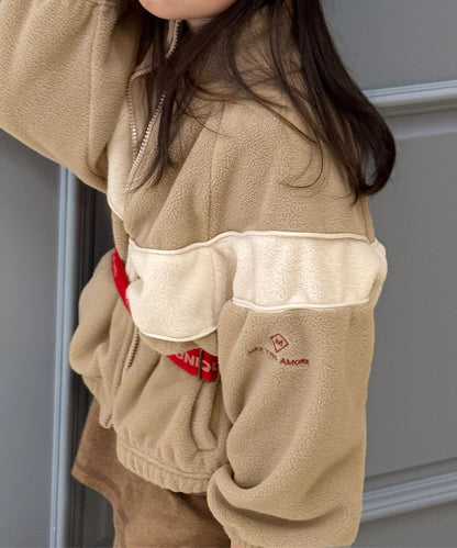 【aimoha-KIDS-】キッズ　ボアジップアップブルゾン