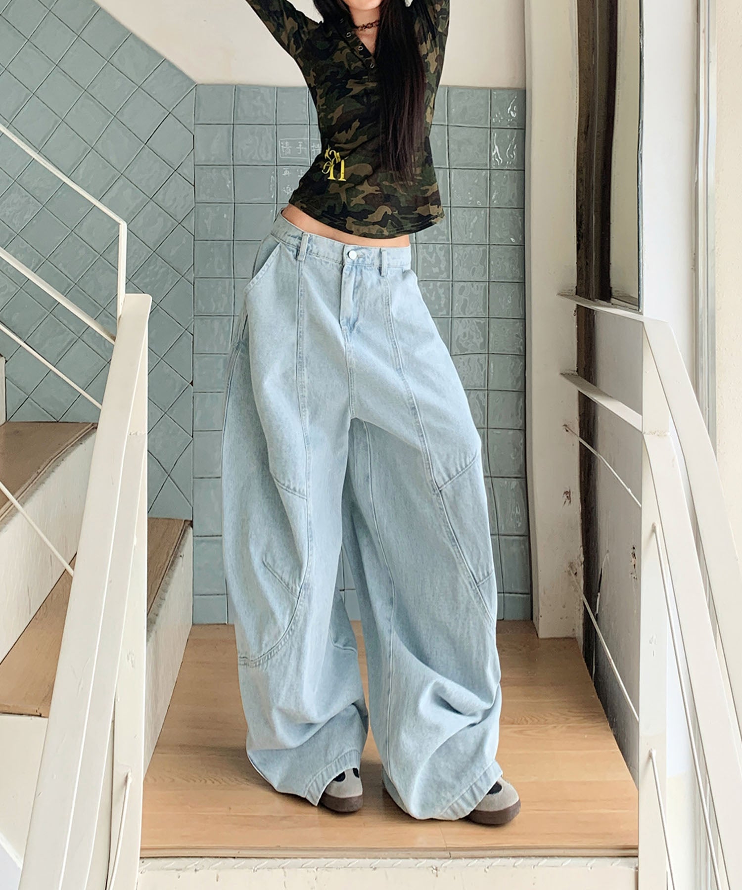 バギー ルーズデニムパンツ
