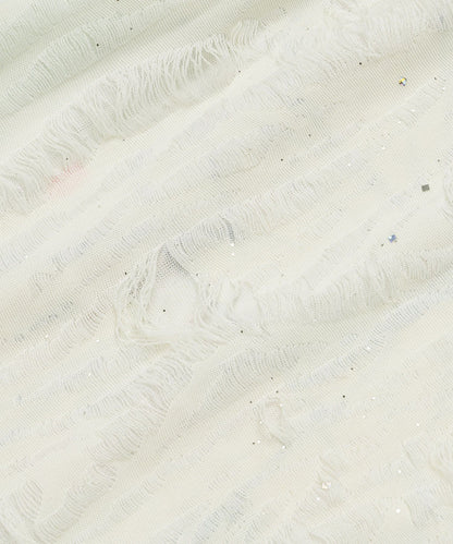 HOOK for girls　キラキラストーン × バタフライプリント ダメージメッシュ カットソー