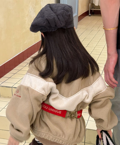 【aimoha-KIDS-】キッズ　ボアジップアップブルゾン