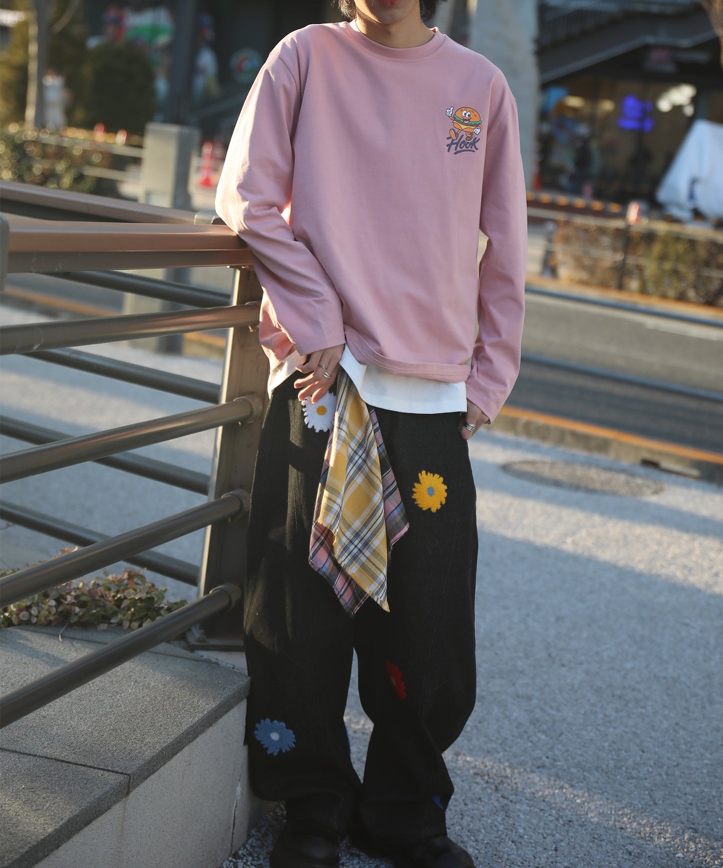 HOOK -original-　フードキャラクター グラフィックプリント ロングスリーブTシャツ