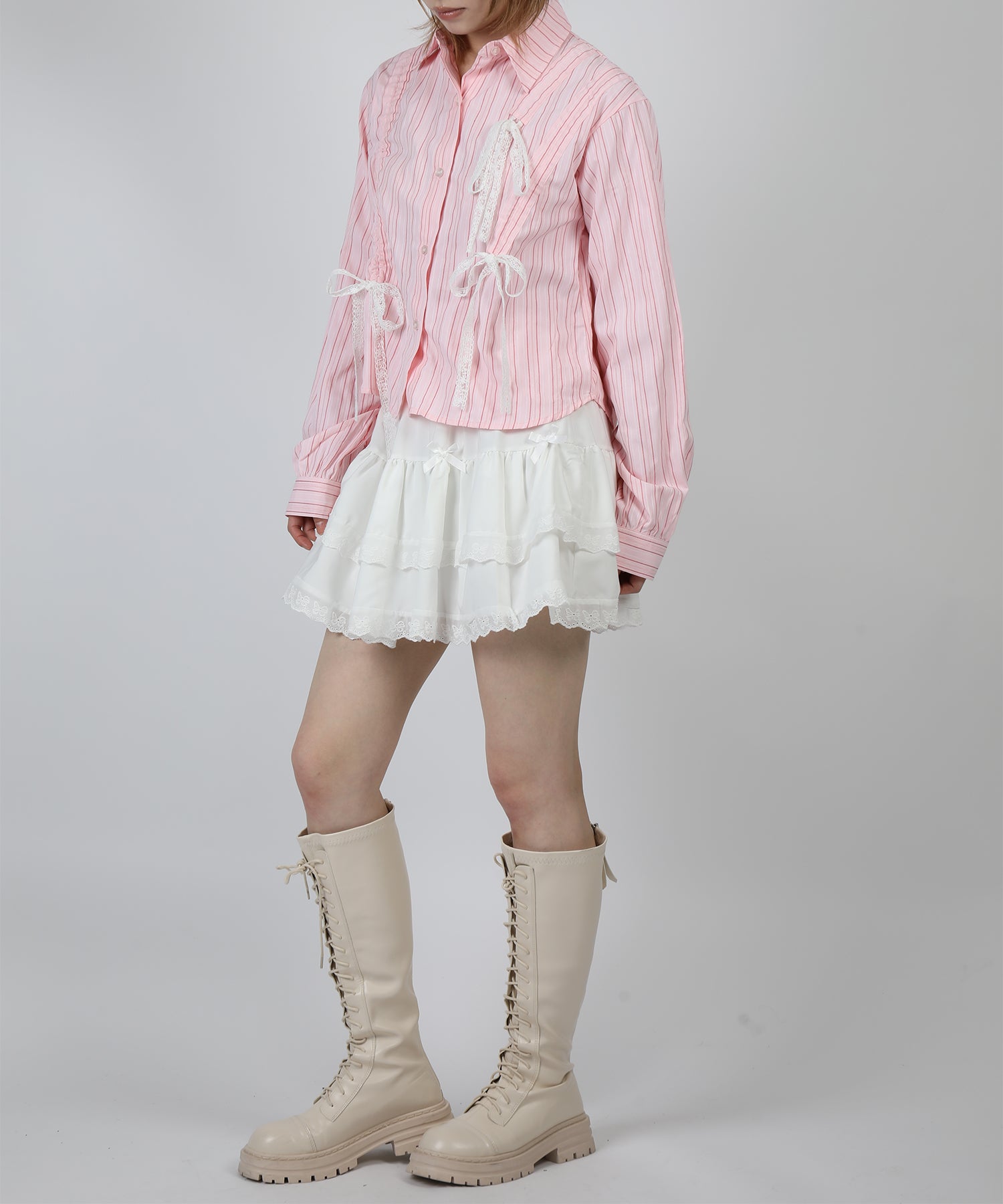 HOOK for girls　フリルレースティアードミニスカート