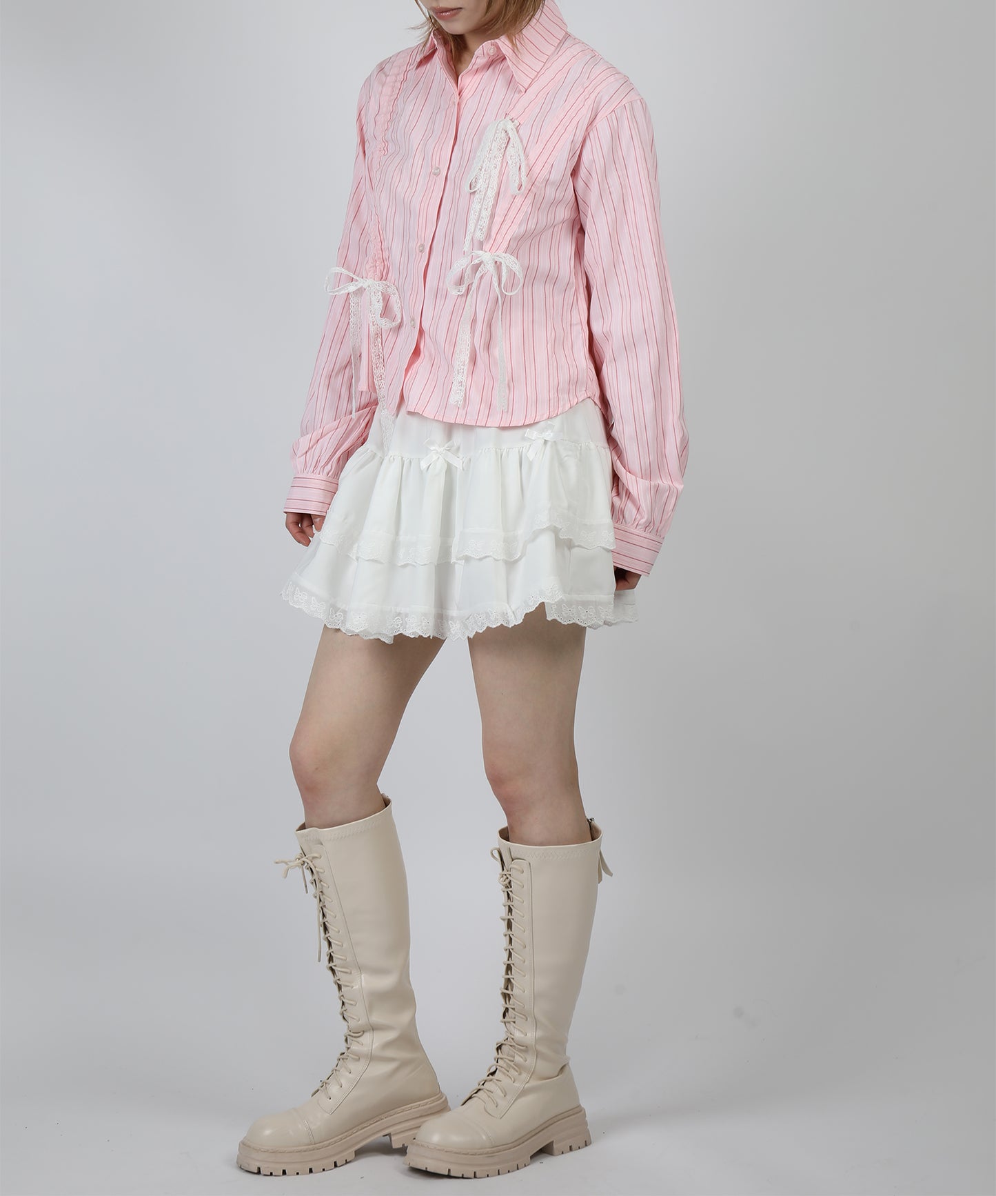 HOOK for girls　フリルレースティアードミニスカート