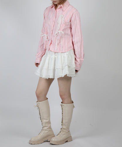 HOOK for girls　フリルレースティアードミニスカート
