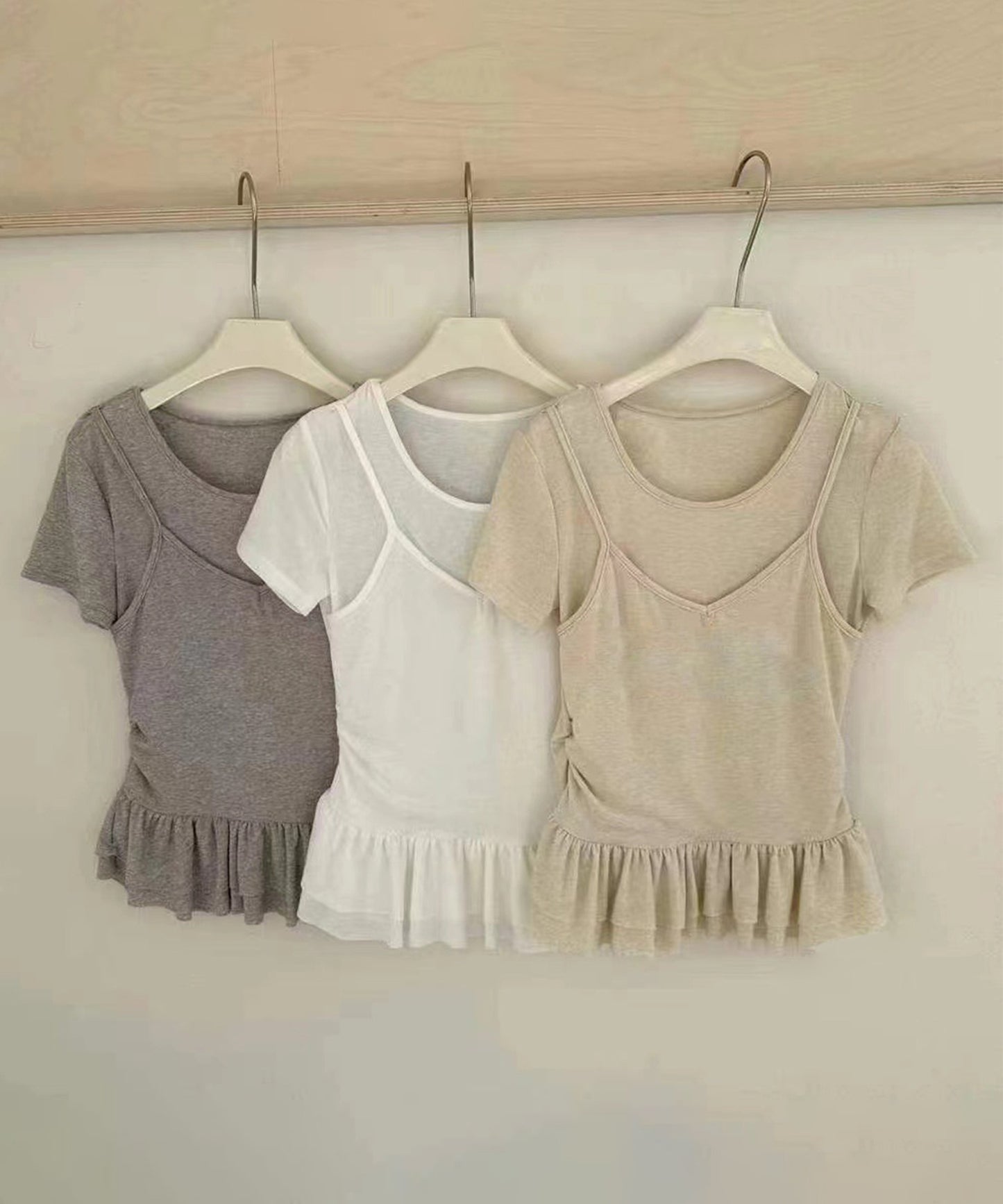 【Jasmine】レイヤード風裾フリルTシャツ