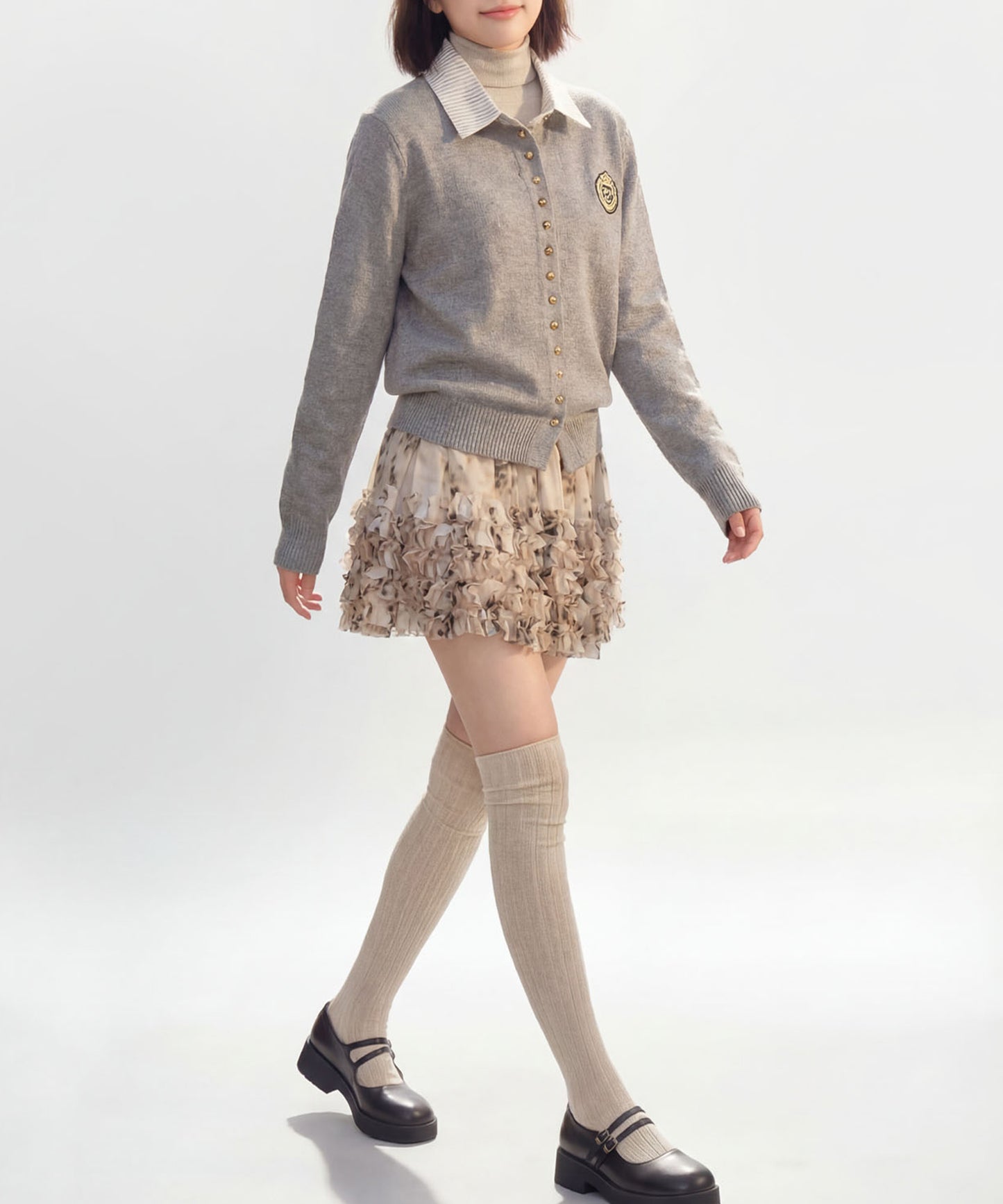 HOOK for girls　配色ストライプ襟付きカーディガン