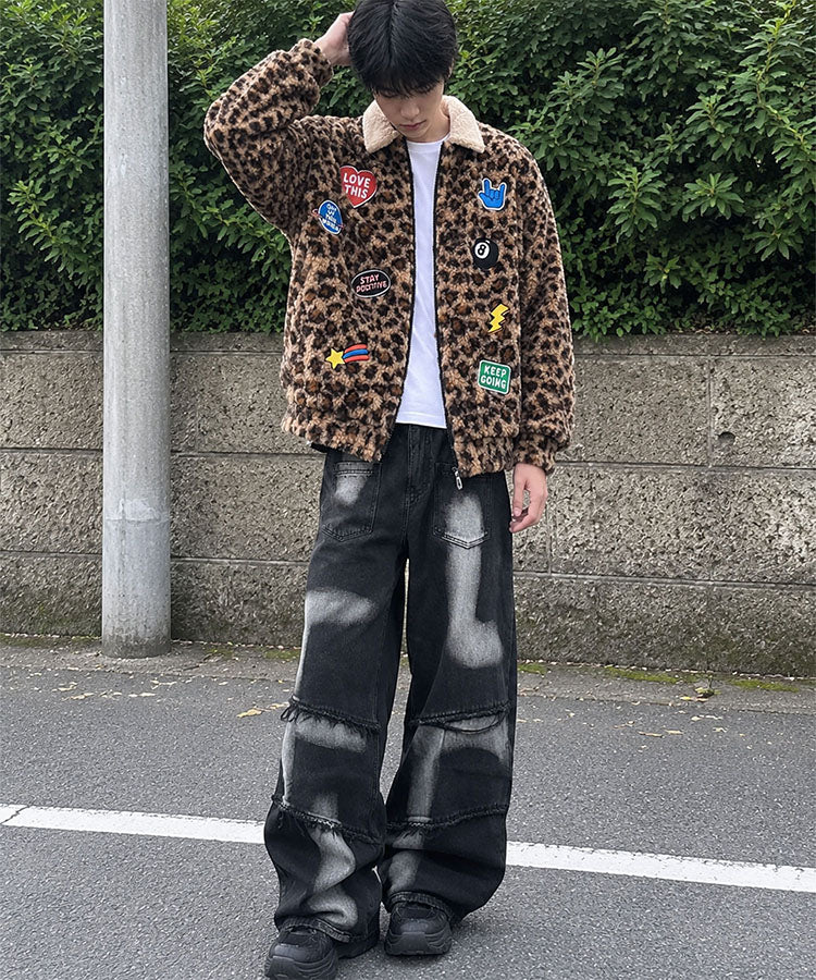 HOOK -original- レオパード柄ワッペン刺繍ボアジャケット – 《公式