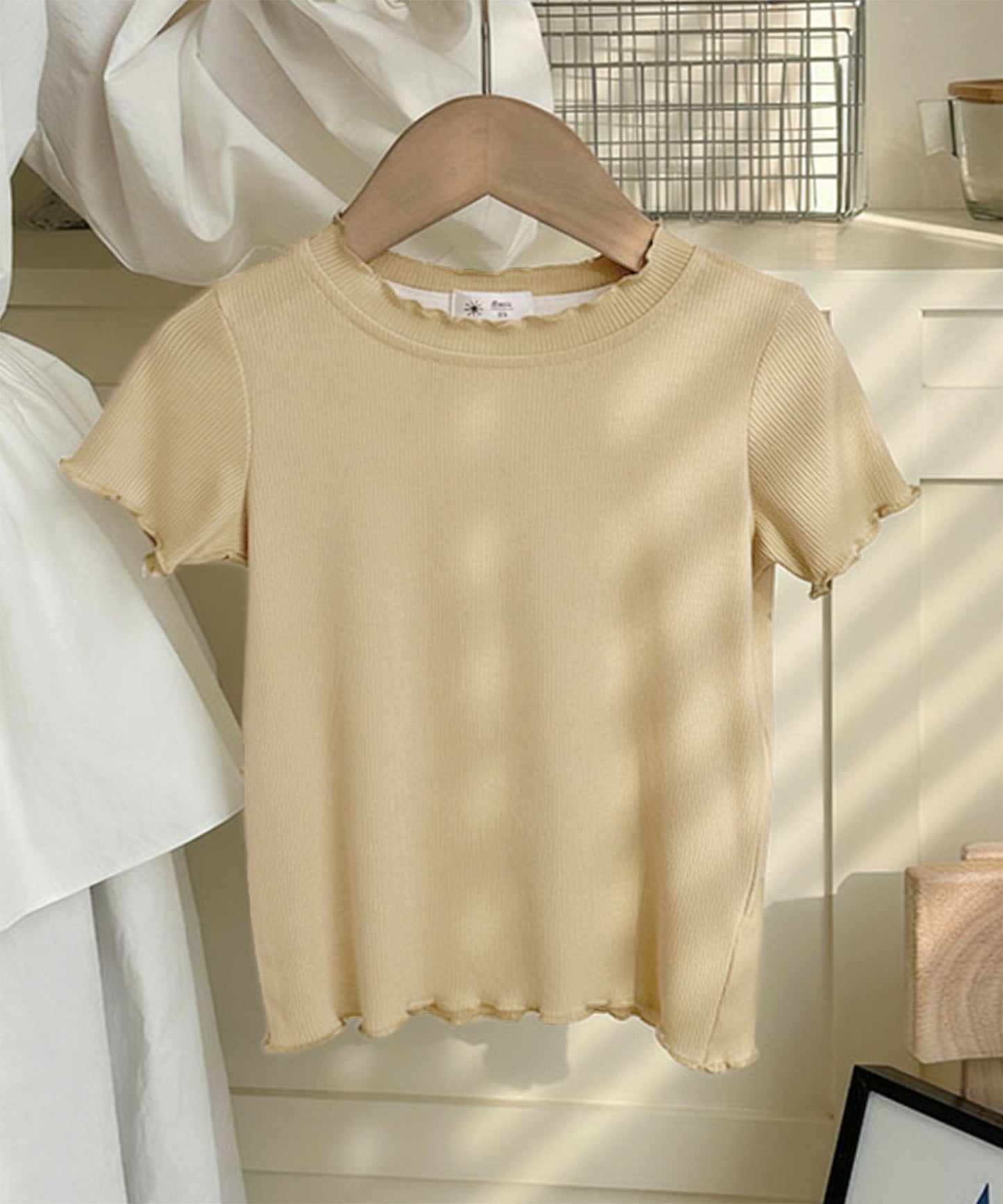 【aimoha-KIDS-】Mellow Sleeve Ribbed Cut and Sew