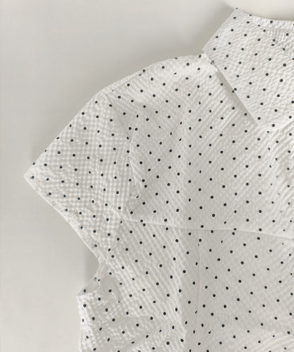HOOK for girls　ドット柄 アシンメトリーサイドリボン 半袖シャツ (SS)