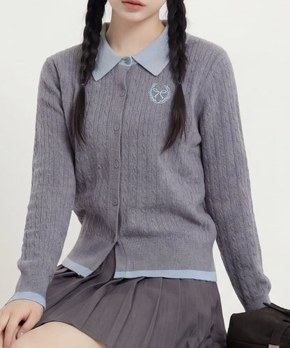 HOOK for girls　刺繍ワンポイント フレンチガーリーカーディガン