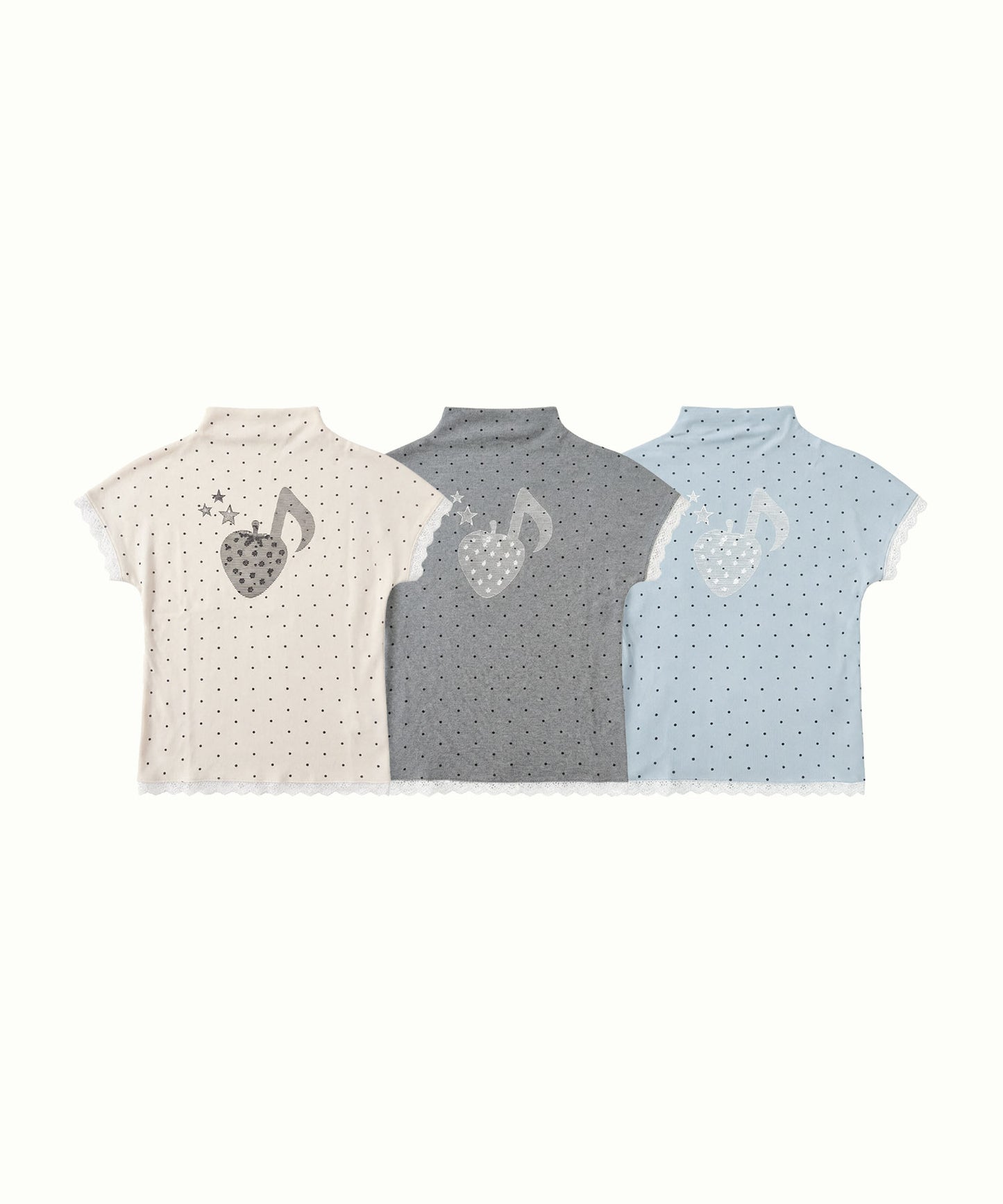 HOOK for girls　総ドット柄 タートルネック 半袖スリムトップス (SS)