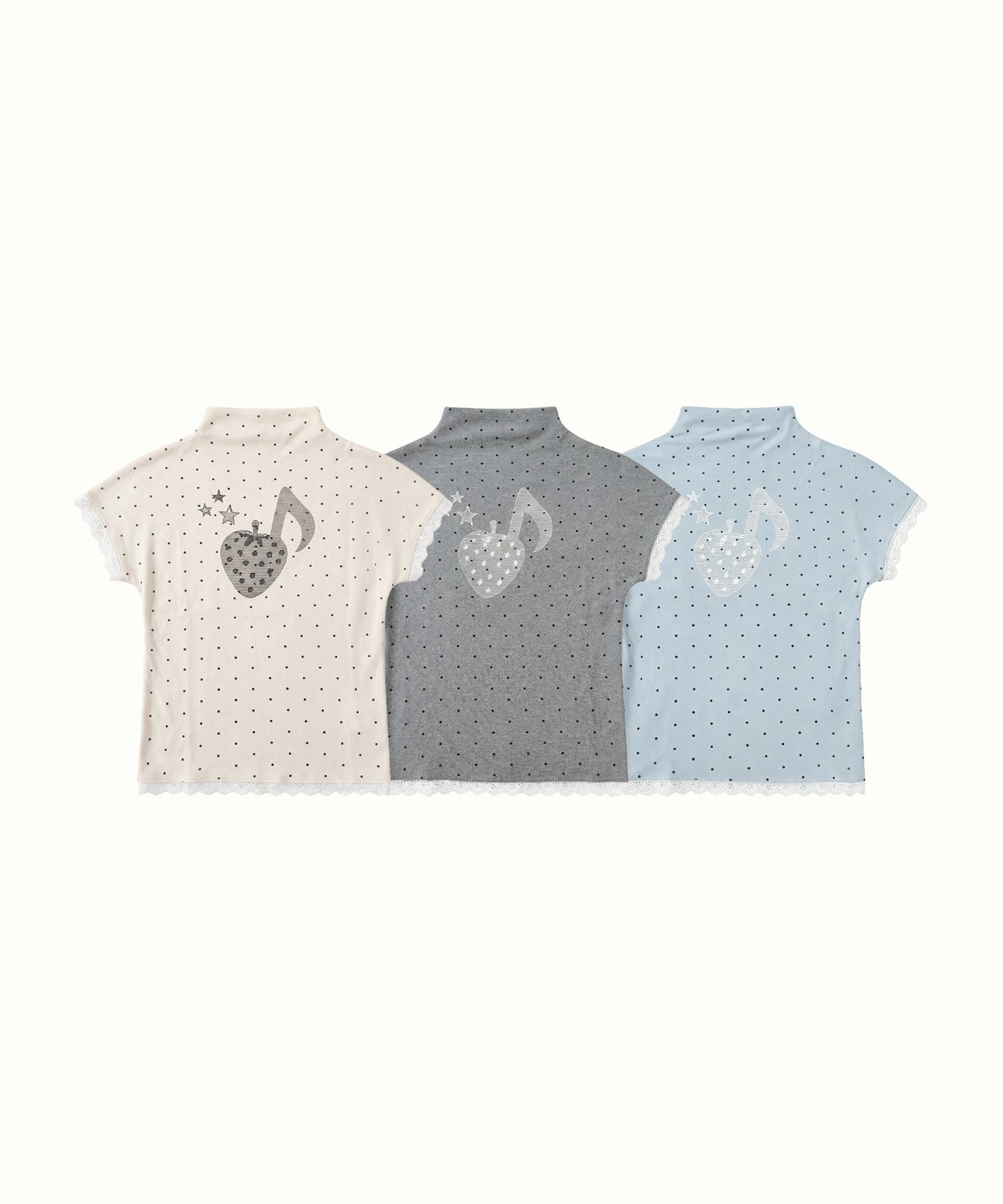 HOOK for girls　総ドット柄 タートルネック 半袖スリムトップス (SS)