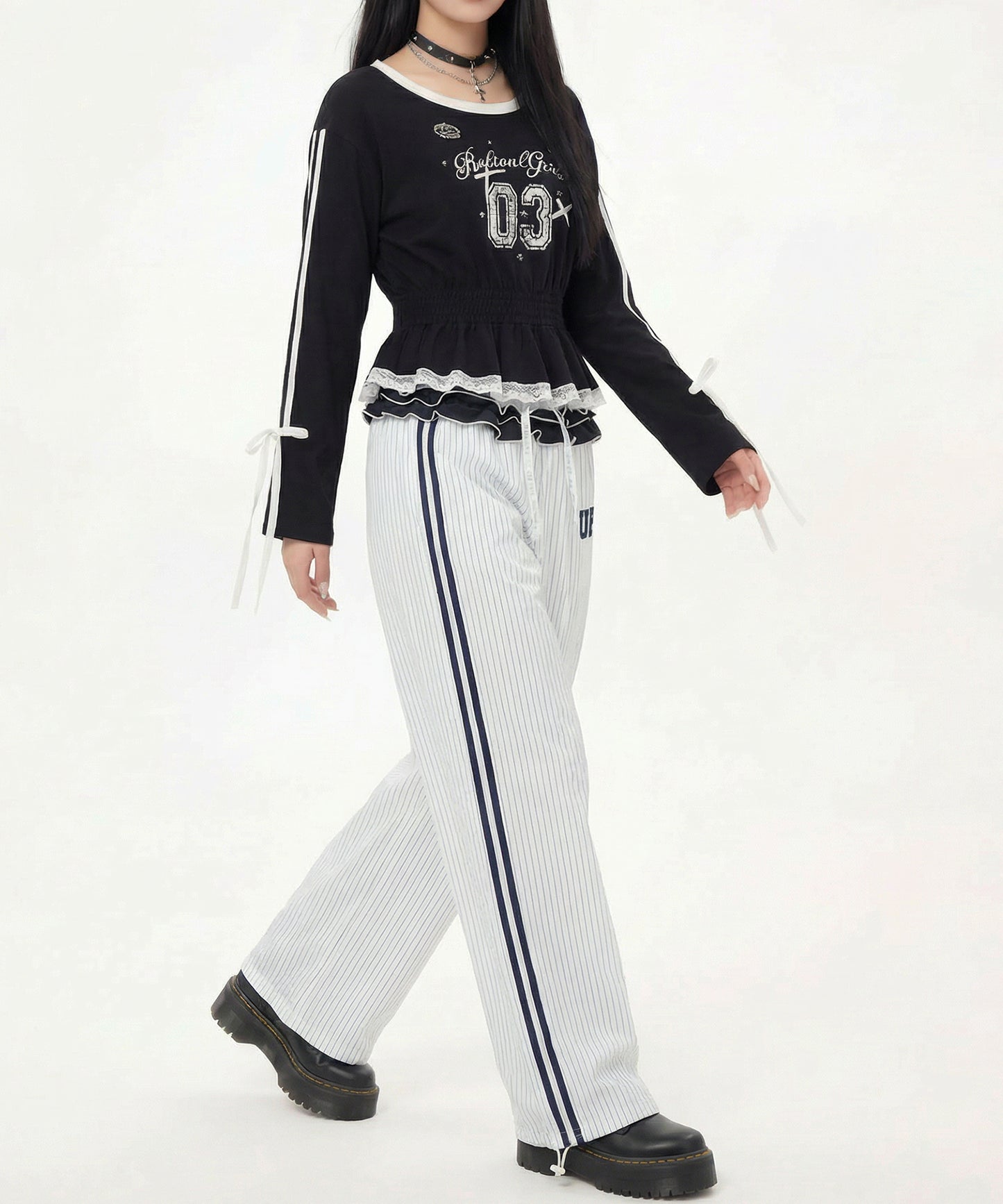 HOOK for girls リボン×ナンバーーリングロゴ　ロンT