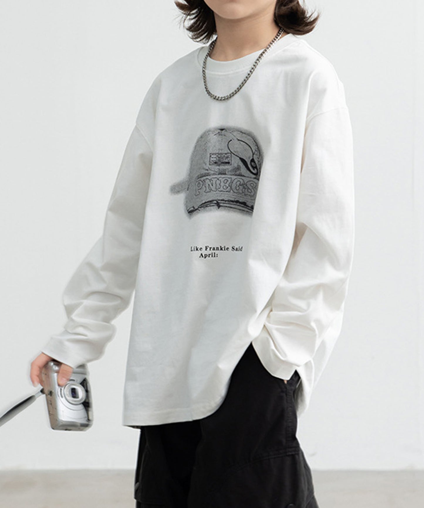 【aimoha-KIDS-】キャッププリント ロングスリーブTシャツ