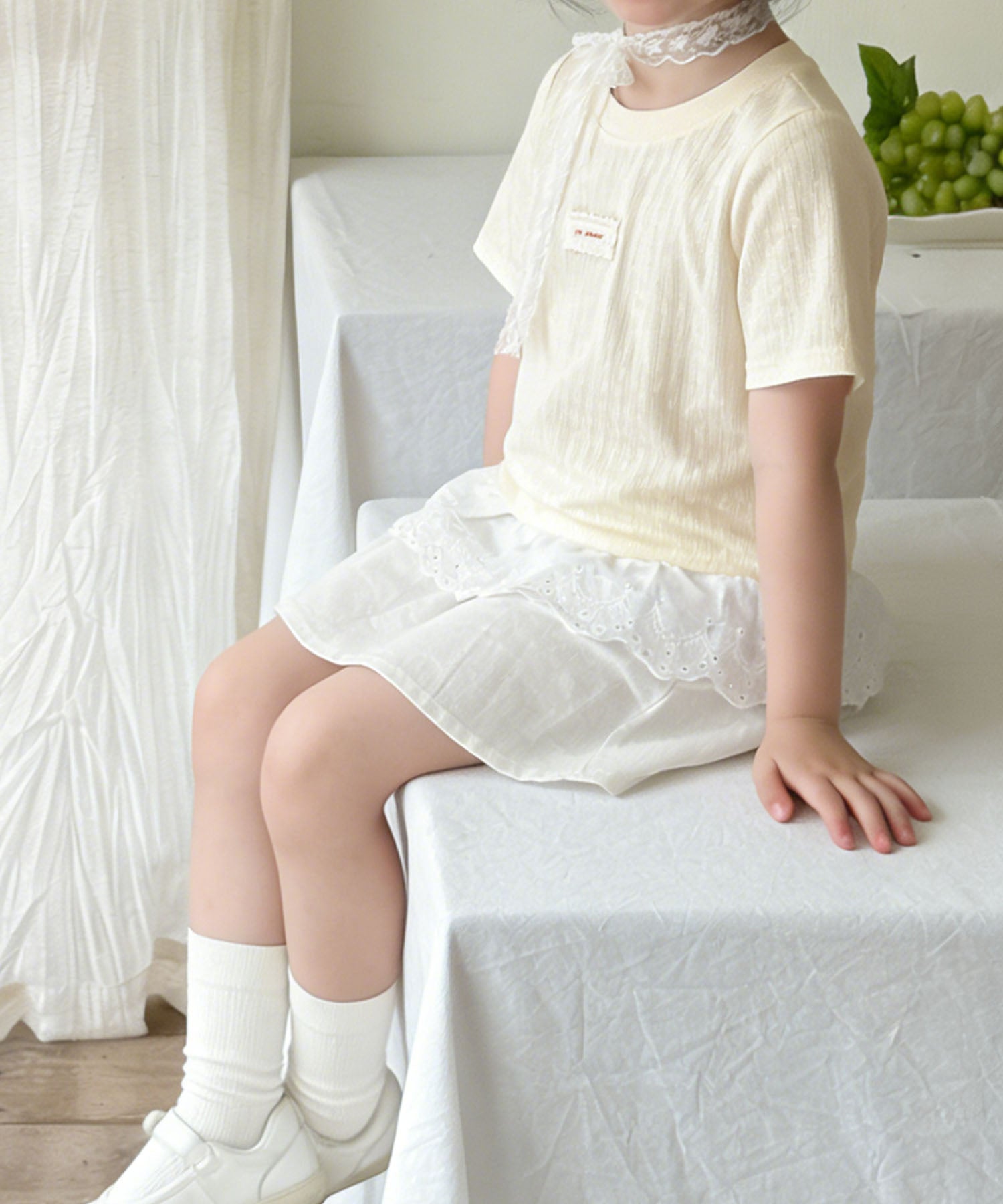 【aimoha-KIDS-】ナチュラルフリルTシャツ