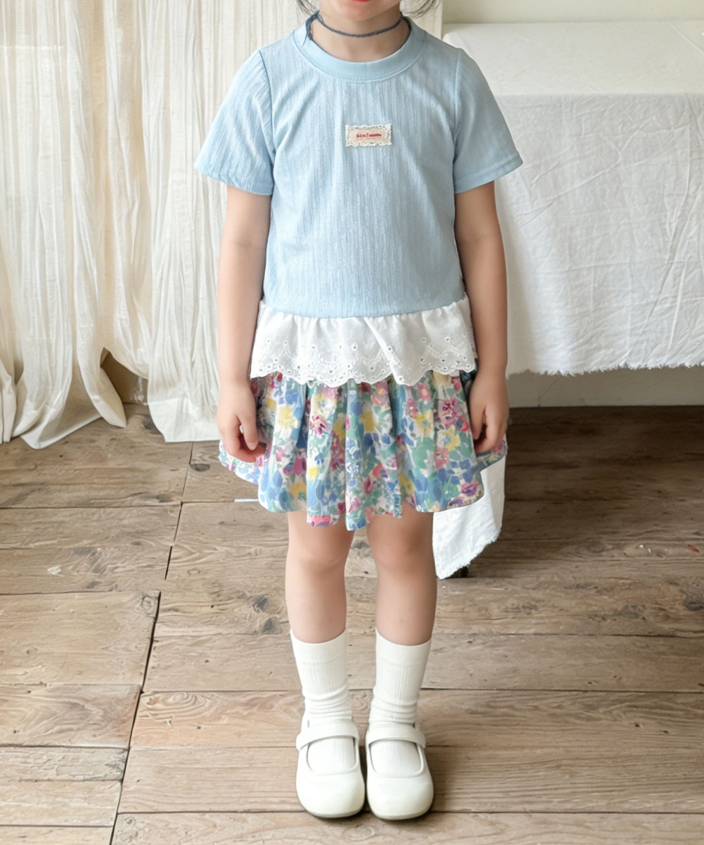 【aimoha-KIDS-】フラワーガーデン フレアショートパンツ
