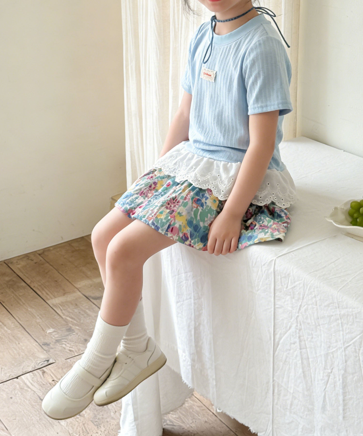 【aimoha-KIDS-】ナチュラルフリルTシャツ