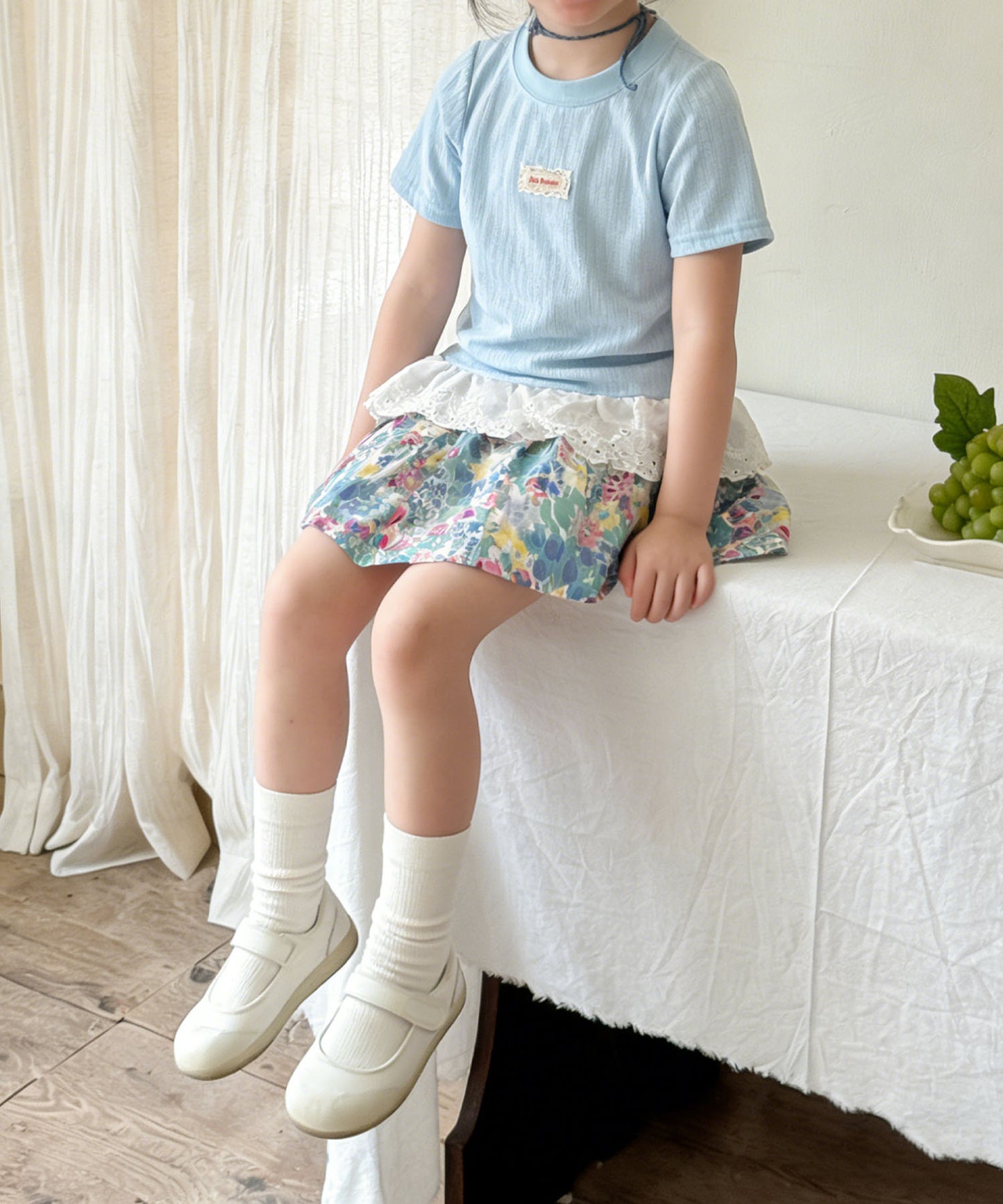【aimoha-KIDS-】フラワーガーデン フレアショートパンツ