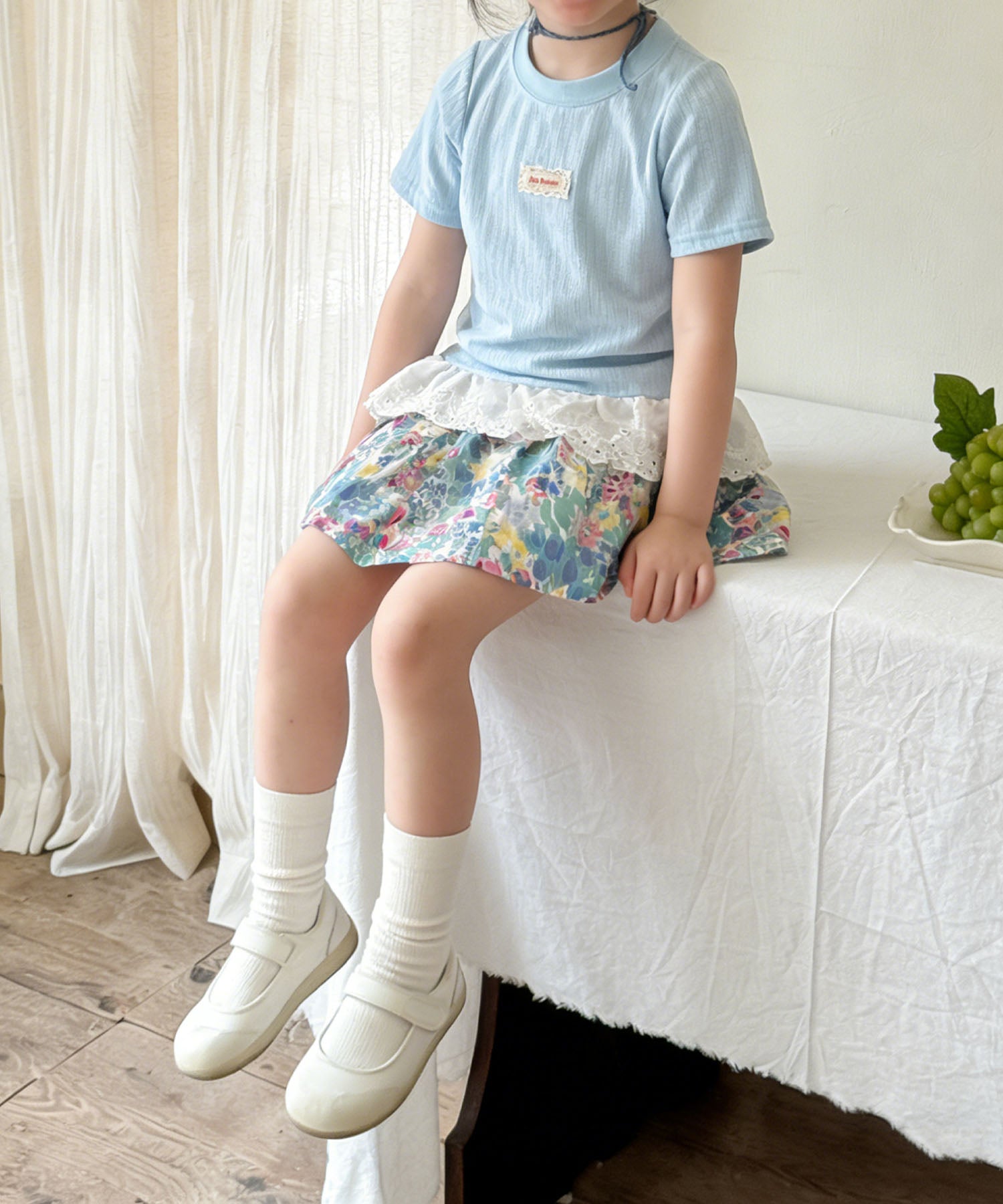 【aimoha-KIDS-】ナチュラルフリルTシャツ