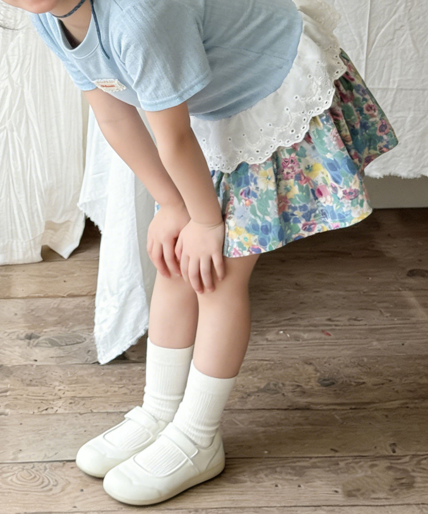 【aimoha-KIDS-】フラワーガーデン フレアショートパンツ