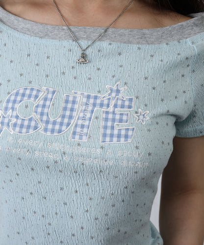 HOOK for girls ドットストーンロゴ × オフショルダー コンパクトストリートT (SS)