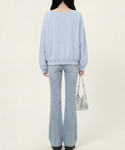 HOOK　for girls -original-　リボンキープリントレースワンショルダーリブトップス