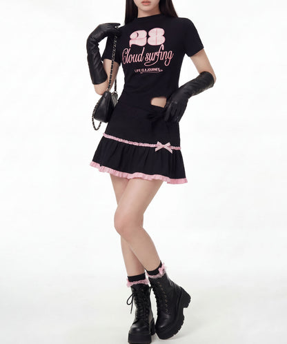 HOOK for girls　ガーリーカジュアルリボンTシャツ