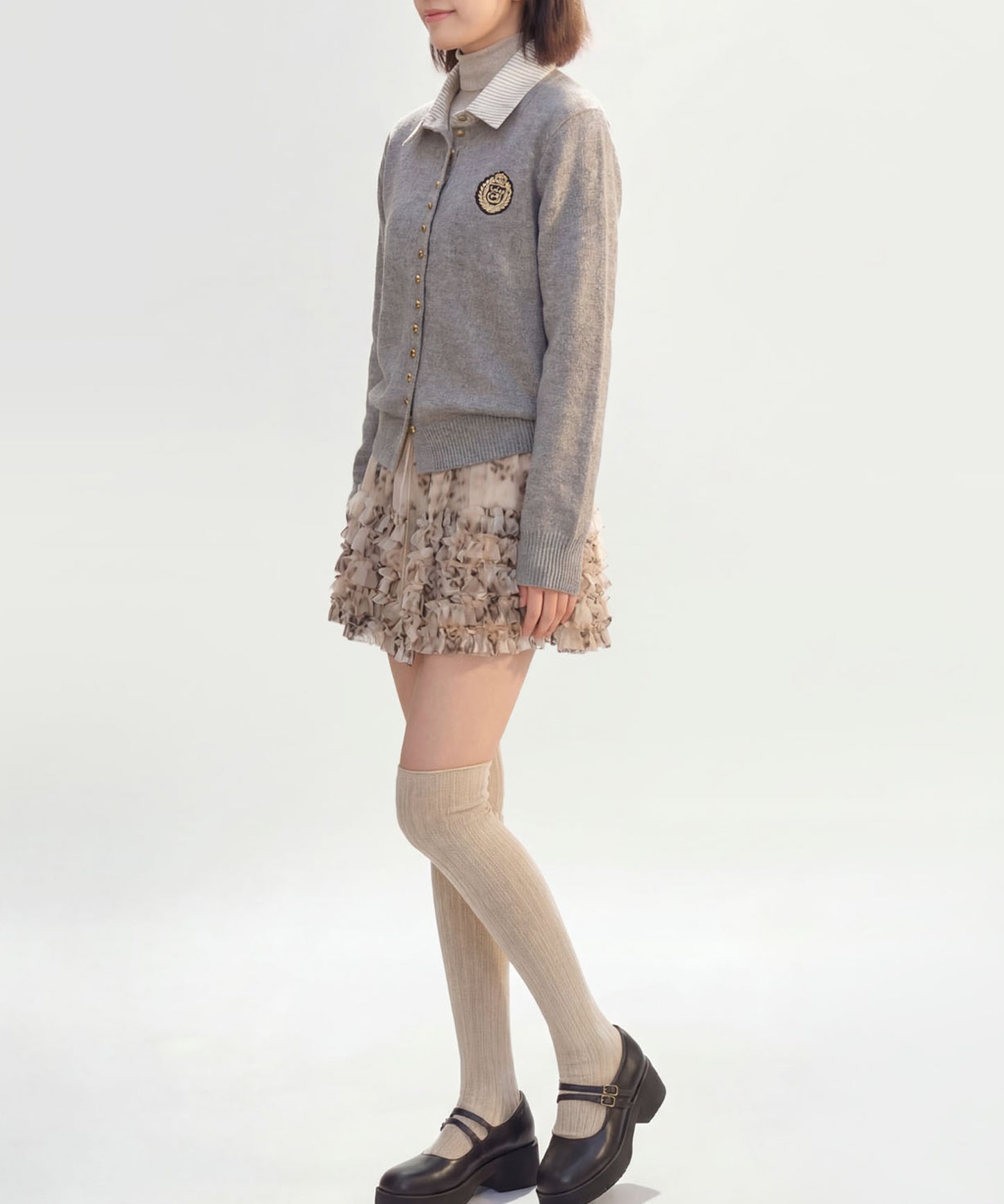 HOOK for girls　配色ストライプ襟付きカーディガン