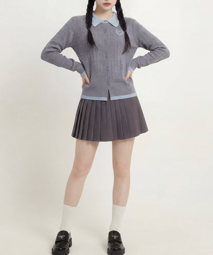 HOOK for girls　刺繍ワンポイント フレンチガーリーカーディガン