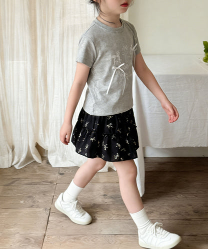 【aimoha-KIDS-】リボンスケッチ デザインTシャツ