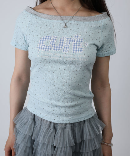 HOOK for girls ドットストーンロゴ × オフショルダー コンパクトストリートT (SS)