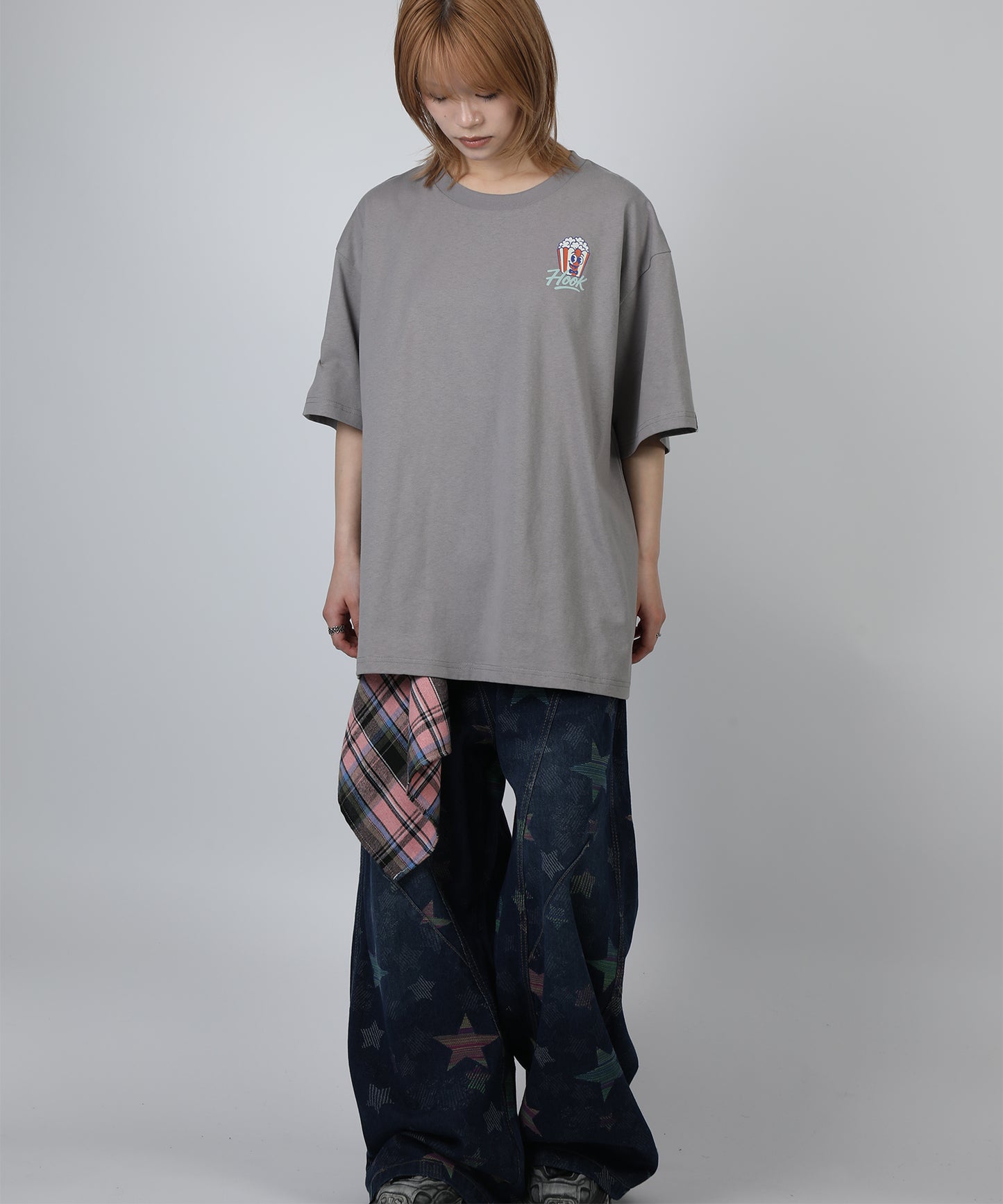 HOOK -original-　フードモチーフ アメリカンカートゥーンプリント ビッグTシャツ