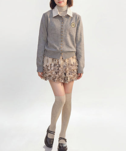 HOOK for girls　配色ストライプ襟付きカーディガン