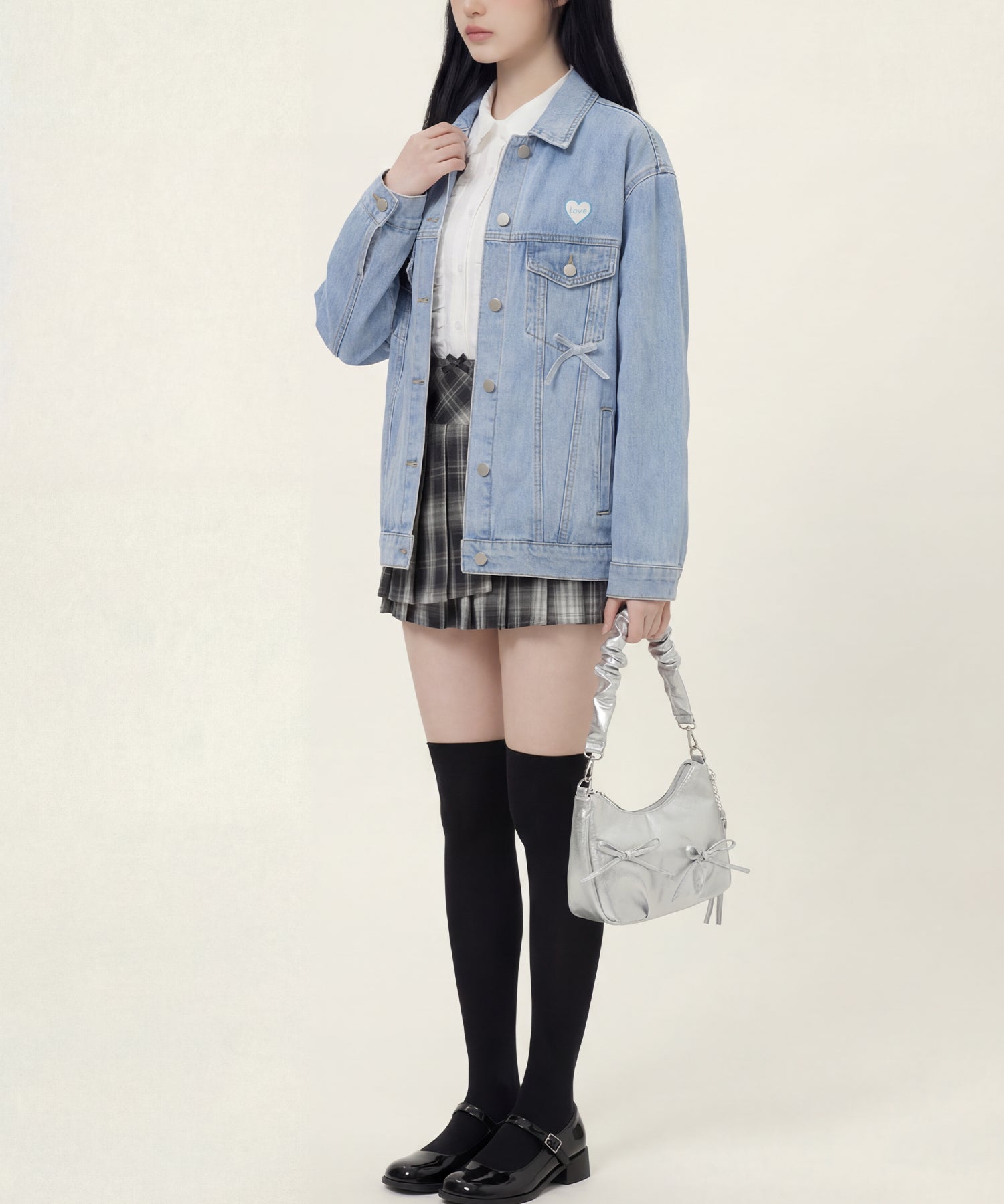 HOOK for girls　リボンオーバーサイズデニムジャケット