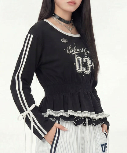 HOOK for girls リボン×ナンバーーリングロゴ　ロンT