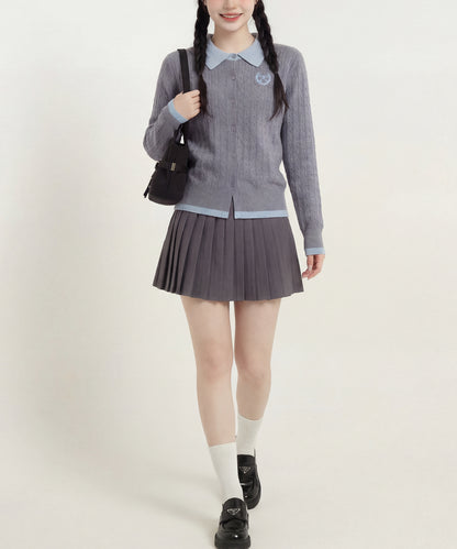 HOOK for girls　刺繍ワンポイント フレンチガーリーカーディガン