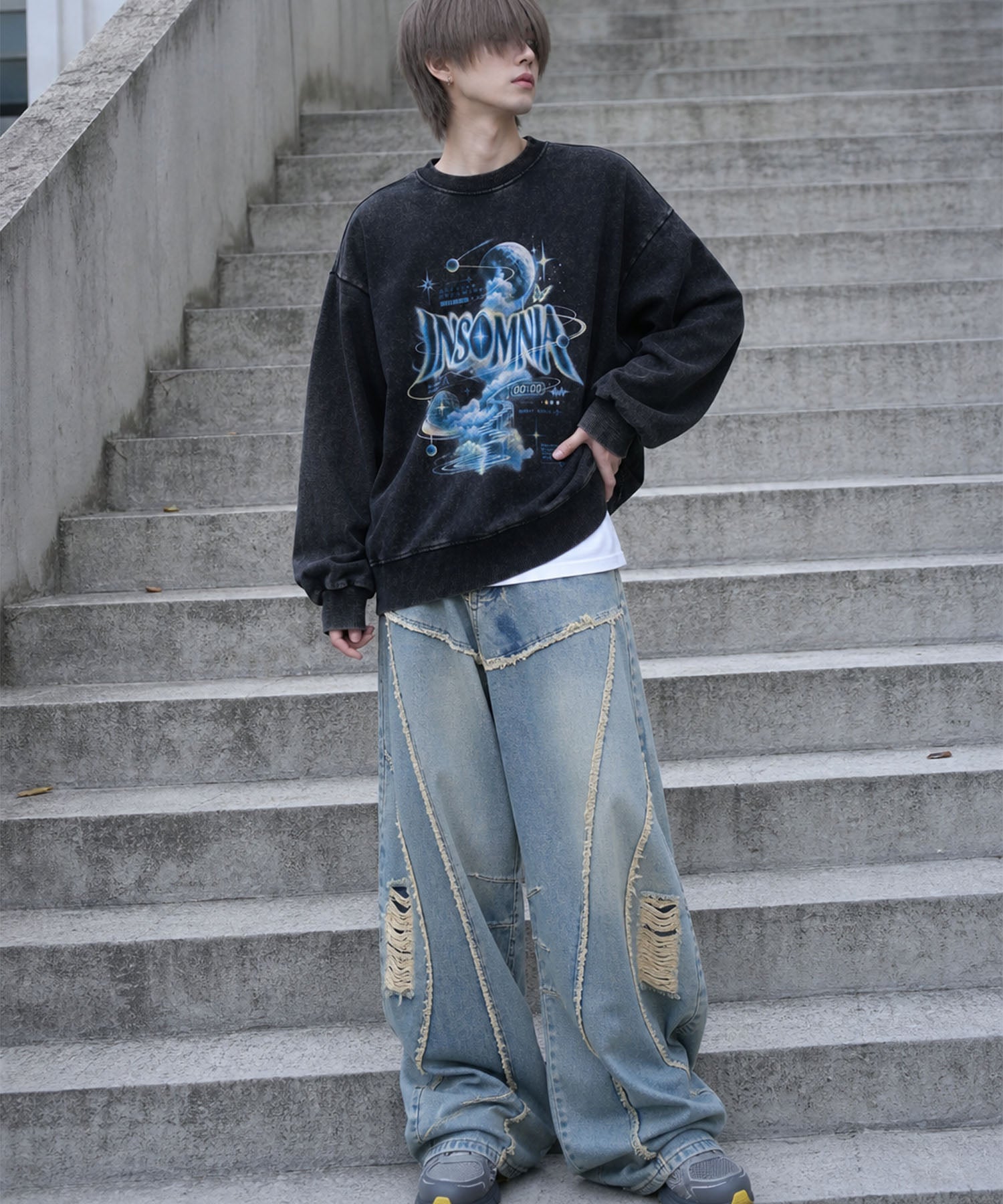 HOOK -original- INSOMNIA Assorted Space Graphic Oversized Sweatshirt