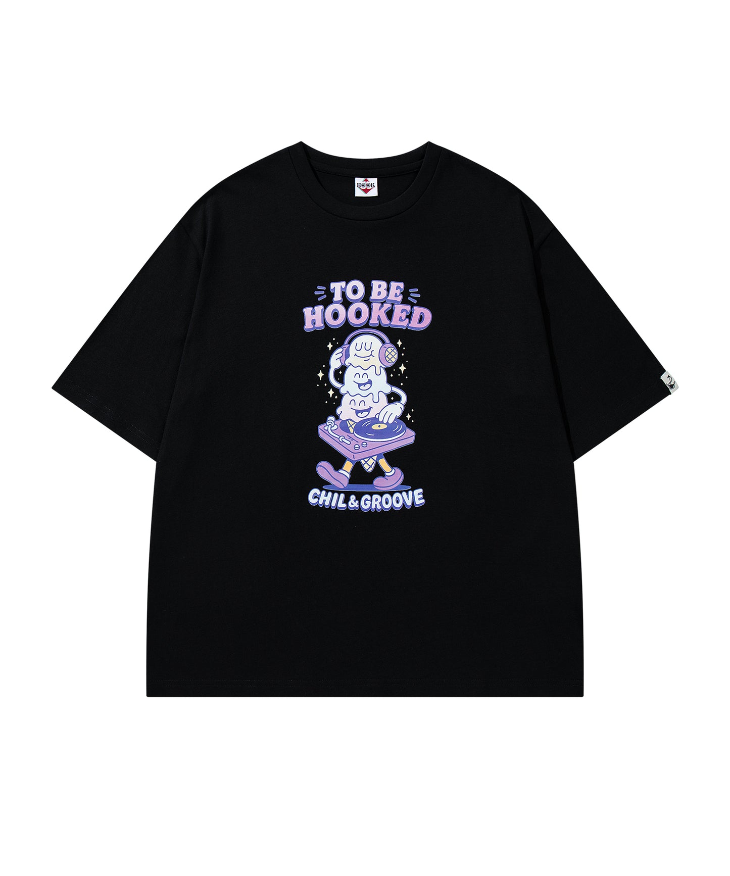 HOOK -original-　フードモチーフ アメリカンカートゥーンプリント ビッグTシャツ