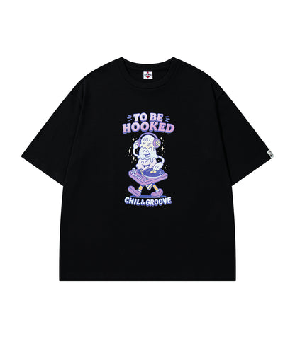 HOOK -original-　フードモチーフ アメリカンカートゥーンプリント ビッグTシャツ