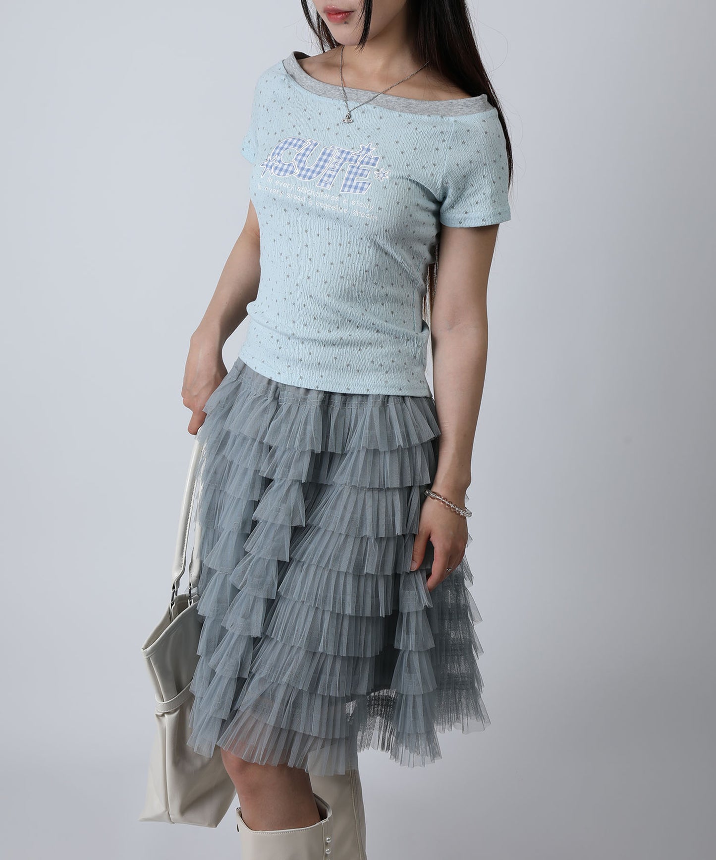 HOOK for girls ドットストーンロゴ × オフショルダー コンパクトストリートT (SS)